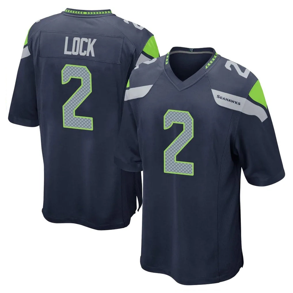 S.Seahawks #2 Drew Lock Player Navy Home Game Ndoa Stitched Jerseys