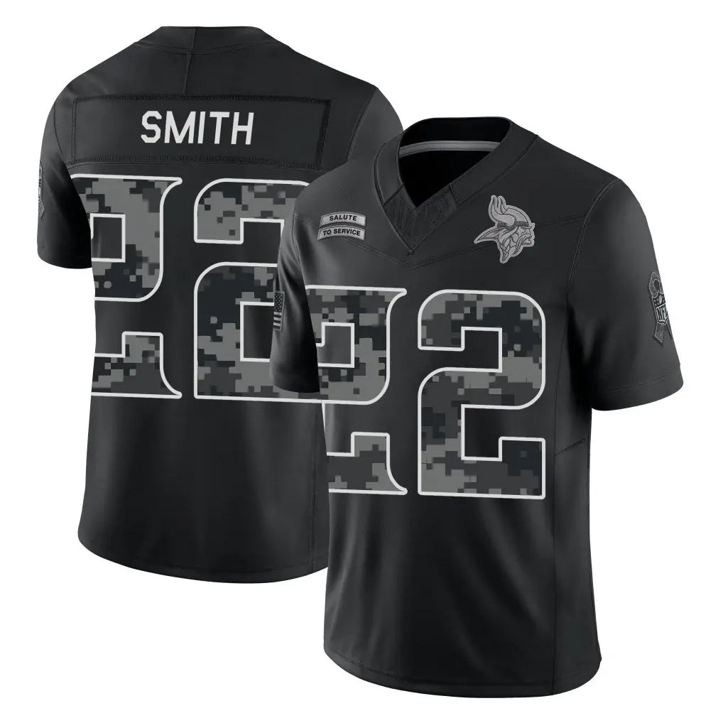 MN.Vikings #22 Harrison Smith Player Black Limited 2026 Salute to Service Home Game Ndoa Stitched Jerseys