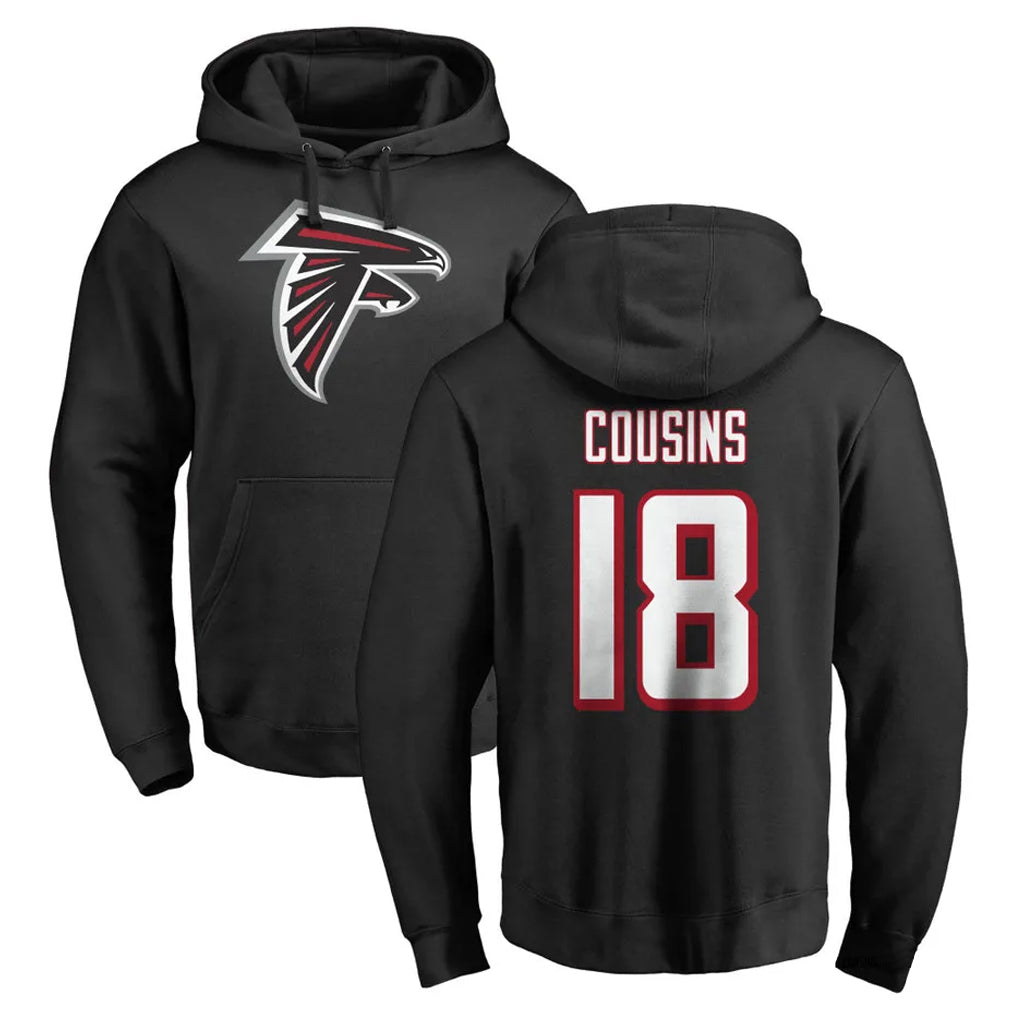 A.Falcons #18 Kirk Cousins Player Black Salute to Service Hoodies Ndoa Stitched Jerseys