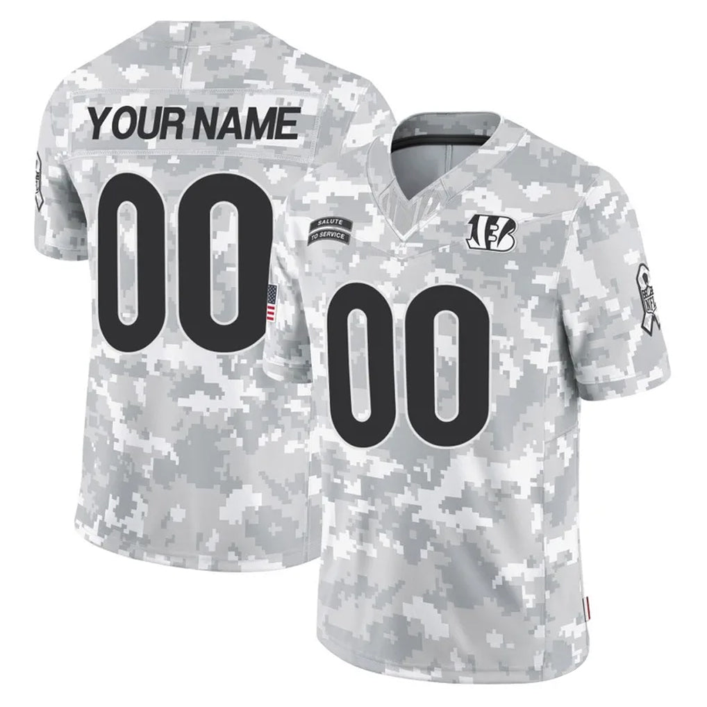 Custom C.Bengals Arctic Camo Salute to Service Limited Any Name & Numbers Ndoa Stitched Jerseys