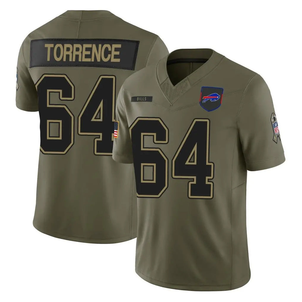 B.Bills #64 O'Cyrus Torrence Player Olive Salute To Service Limited Game Ndoa Stitched Jerseys