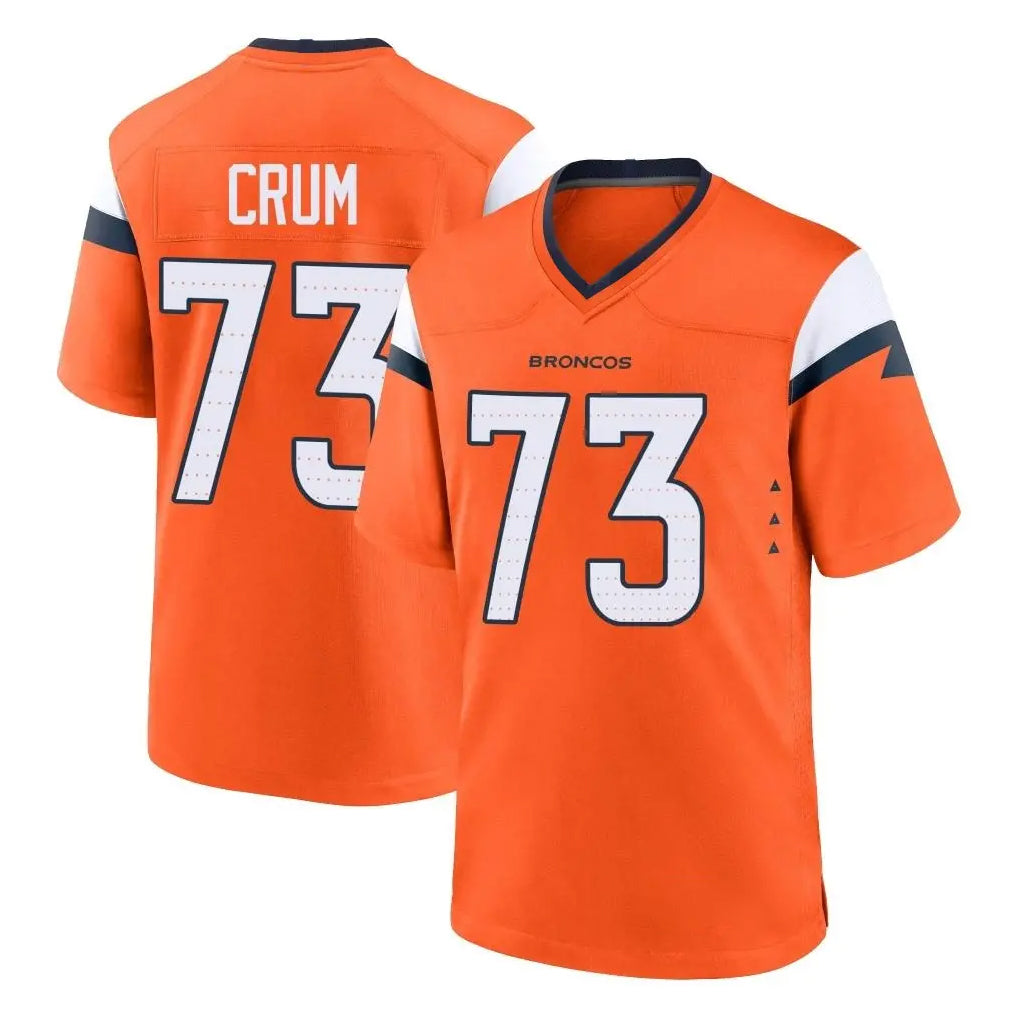 D.Broncos #73 Frank Crum Player Orange Home Game Ndoa Stitched Jerseys