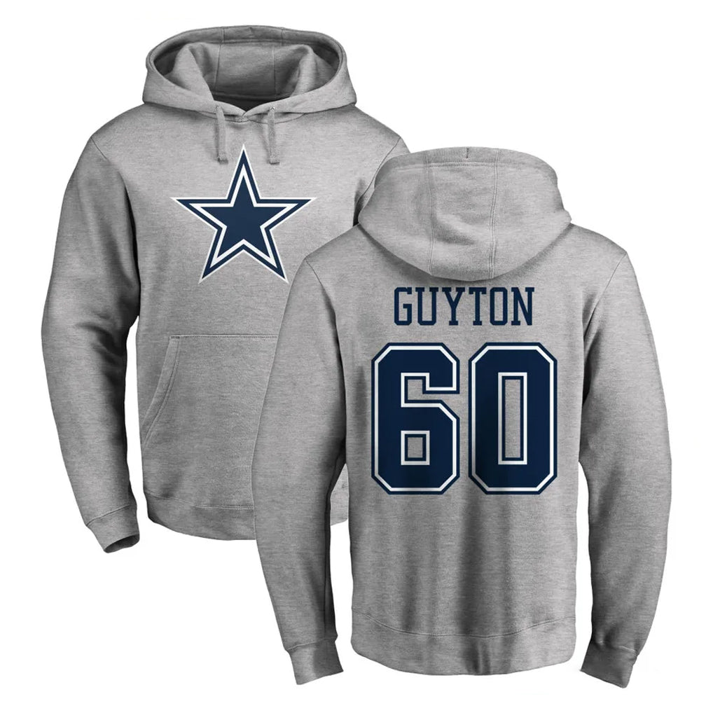 D.Cowboys #60 Tyler Guyton Player Gray LOGO Pullover Hoodie Limited Ndoa Stitched Jerseys