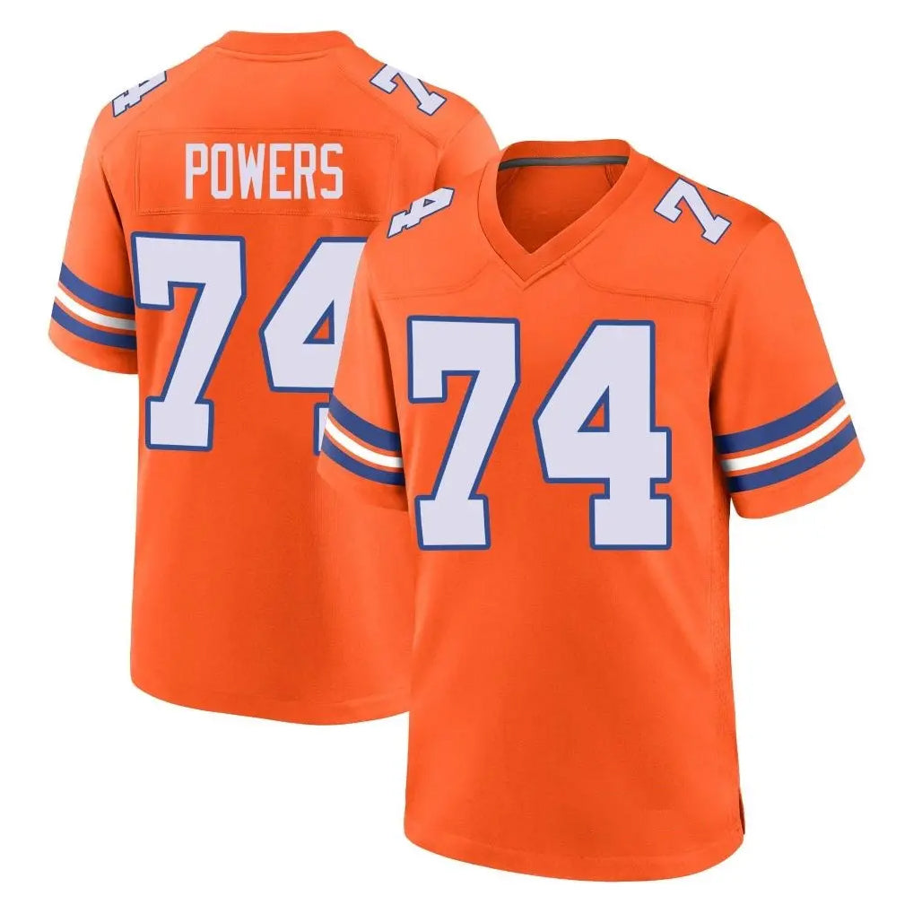 D.Broncos #74 Ben Powers Player Orange Alternate Collection Throwback Game Ndoa Stitched Jerseys