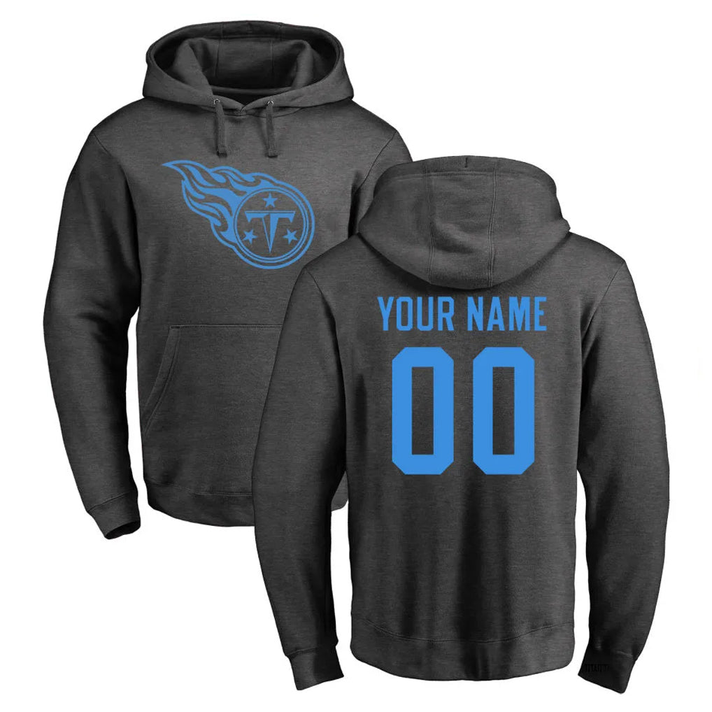 Custom T.Titans Ash One Color Pullover Hoodies Home Game Any Name & Numbers Ndoa Stitched Jerseys