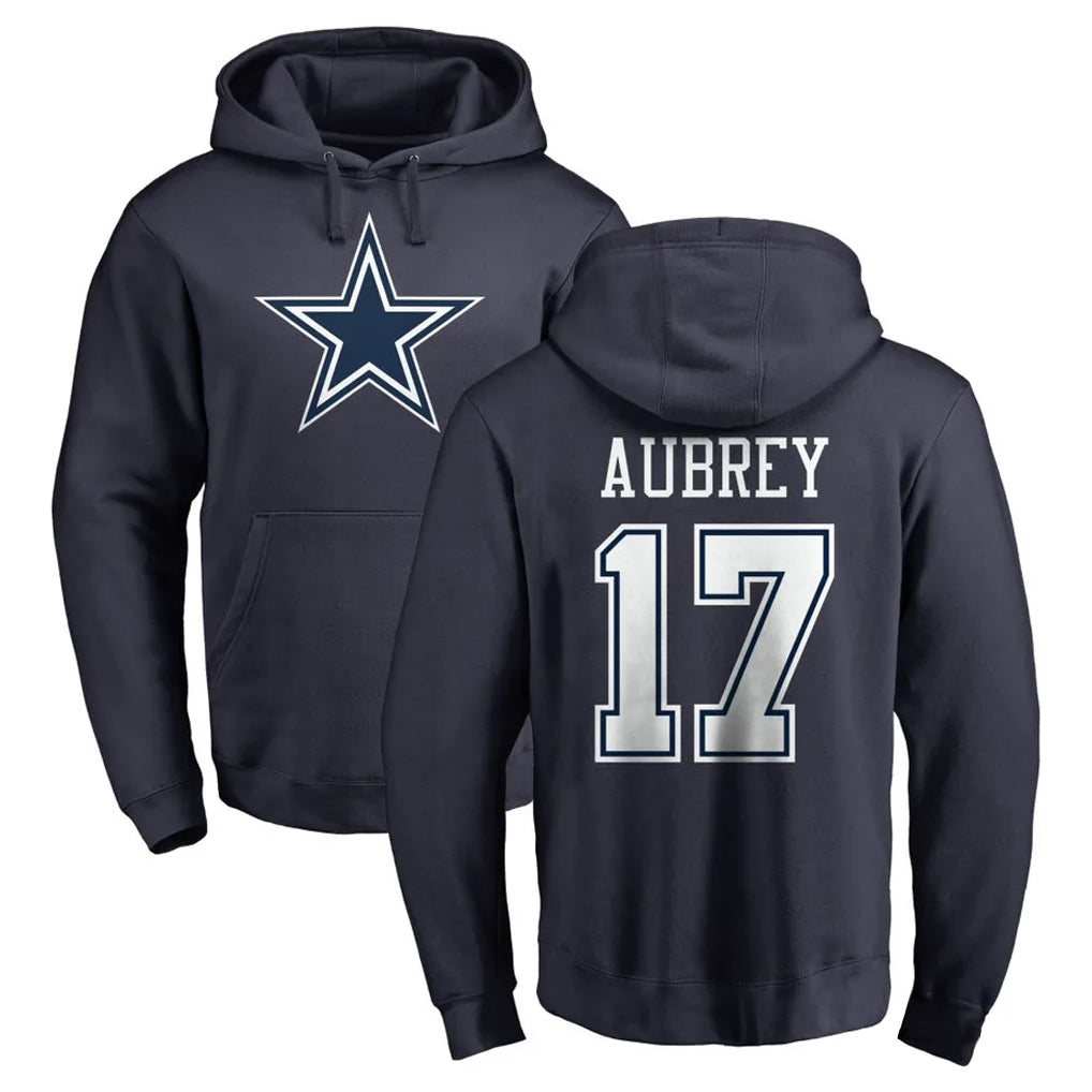 D.Cowboys #17 Brandon Aubrey Player Navy Pullover Hoodies Limited Ndoa Stitched Jerseys