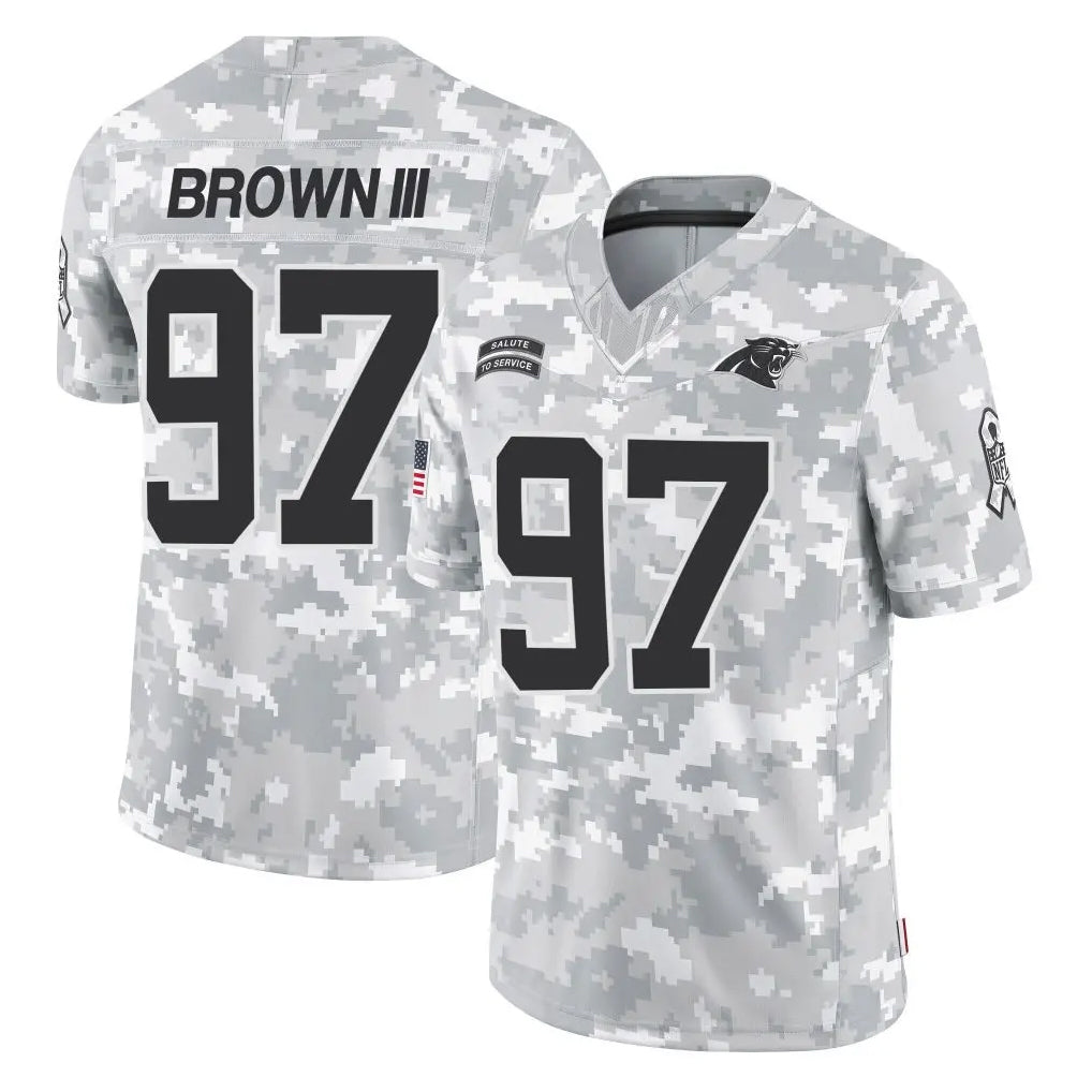 C.Panthers #97 Bobby Brown III Player Arctic Camo Salute to Service Limited Game Ndoa Stitched Jerseys
