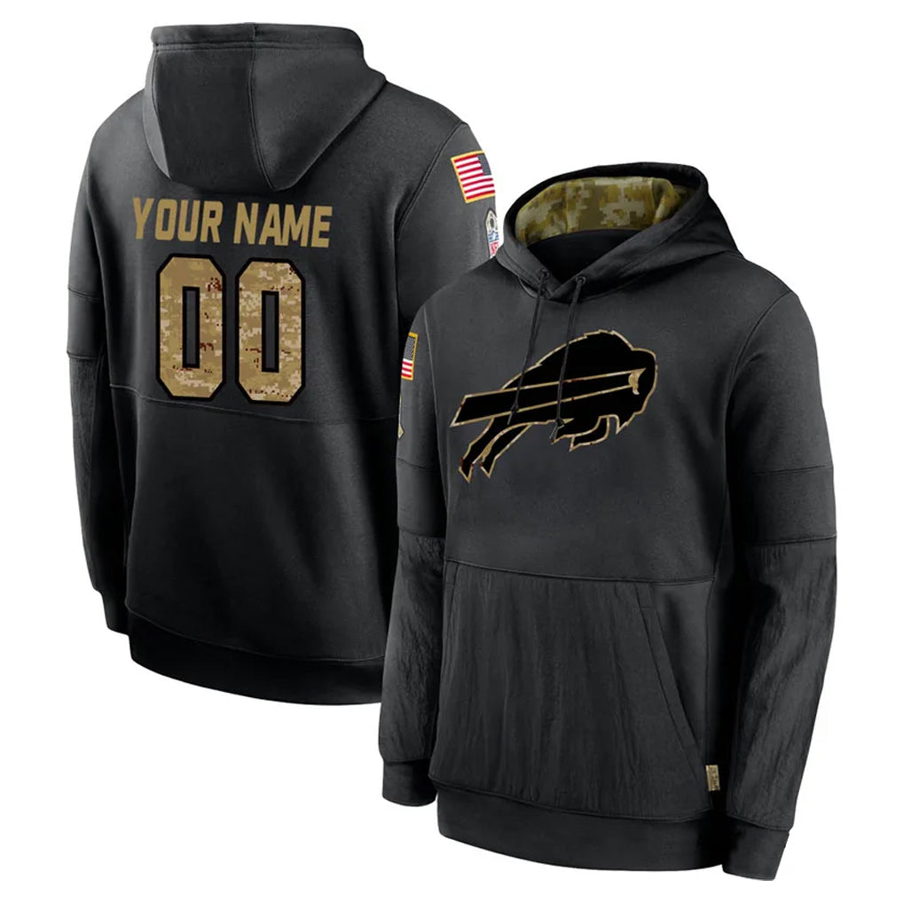 Custom B.Bills Black Salute to Service Hoodies Game Any Name & Numbers Ndoa Stitched Jerseys
