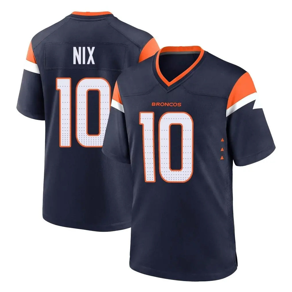 D.Broncos #10 Bo Nix Player Navy Home Game Ndoa Stitched Jerseys