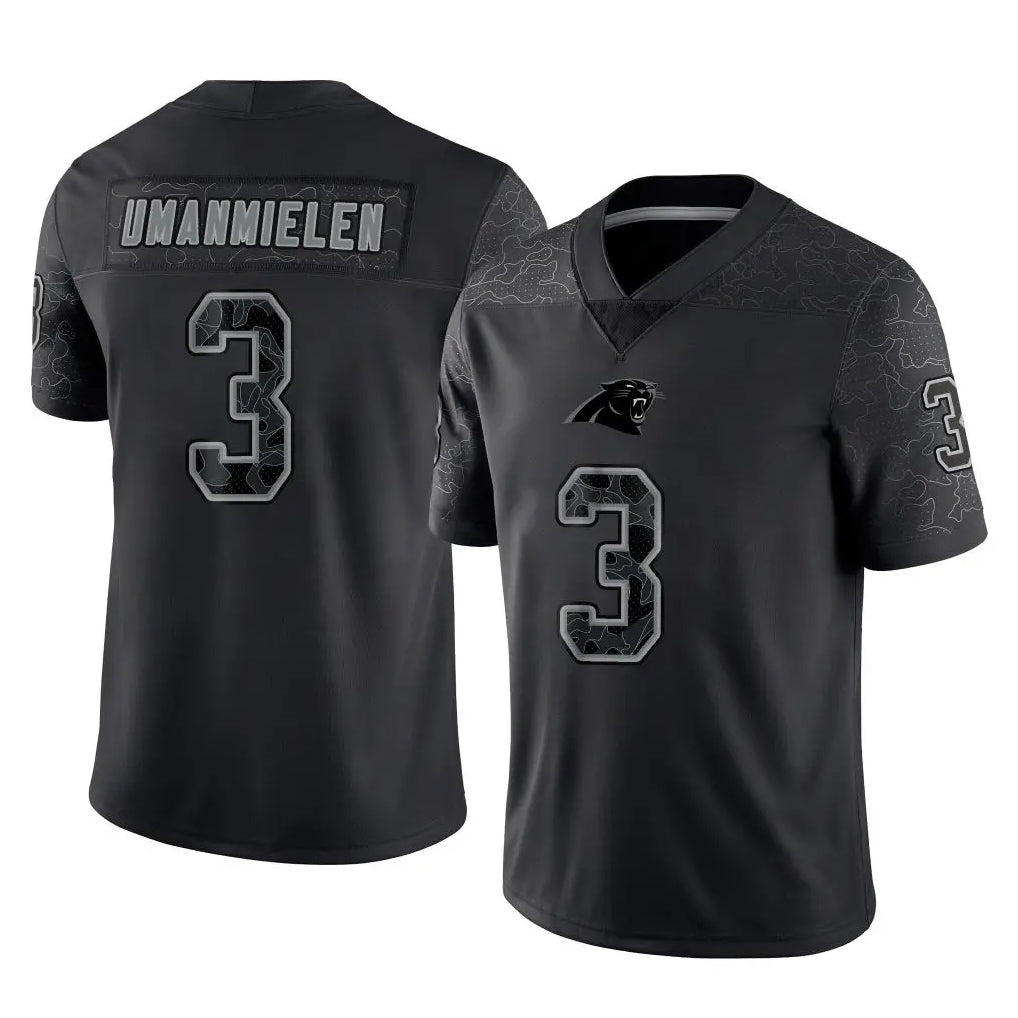 C.Panthers #3 Princely Umanmielen Player Black Limited Reflective Game Ndoa Stitched Jerseys