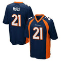 D.Broncos #21 Riley Moss Player Navy Game Ndoa Stitched Jerseys