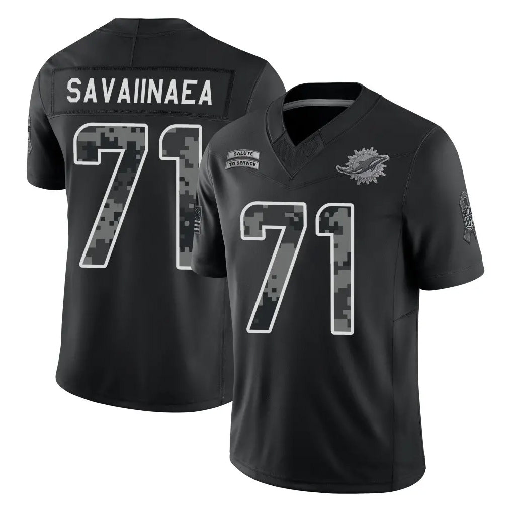 M.Dolphins #72 Jonah Savaiinaea Player Black Limited 2026 Salute to Service Home Game Ndoa Stitched Jerseys