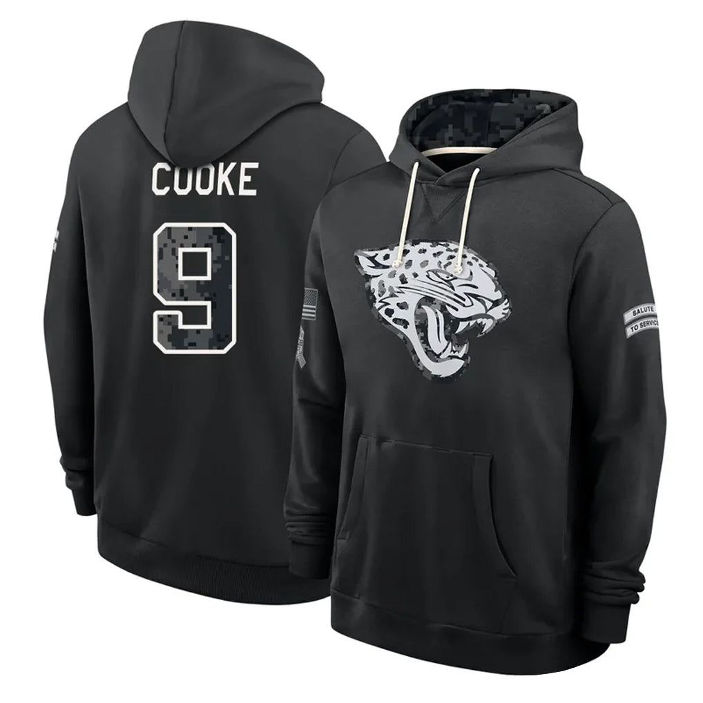 J.Jaguars #9 Logan Cooke Player 2026 Black Logo Pullover Hoodies Limited Game Ndoa Stitched Jerseys