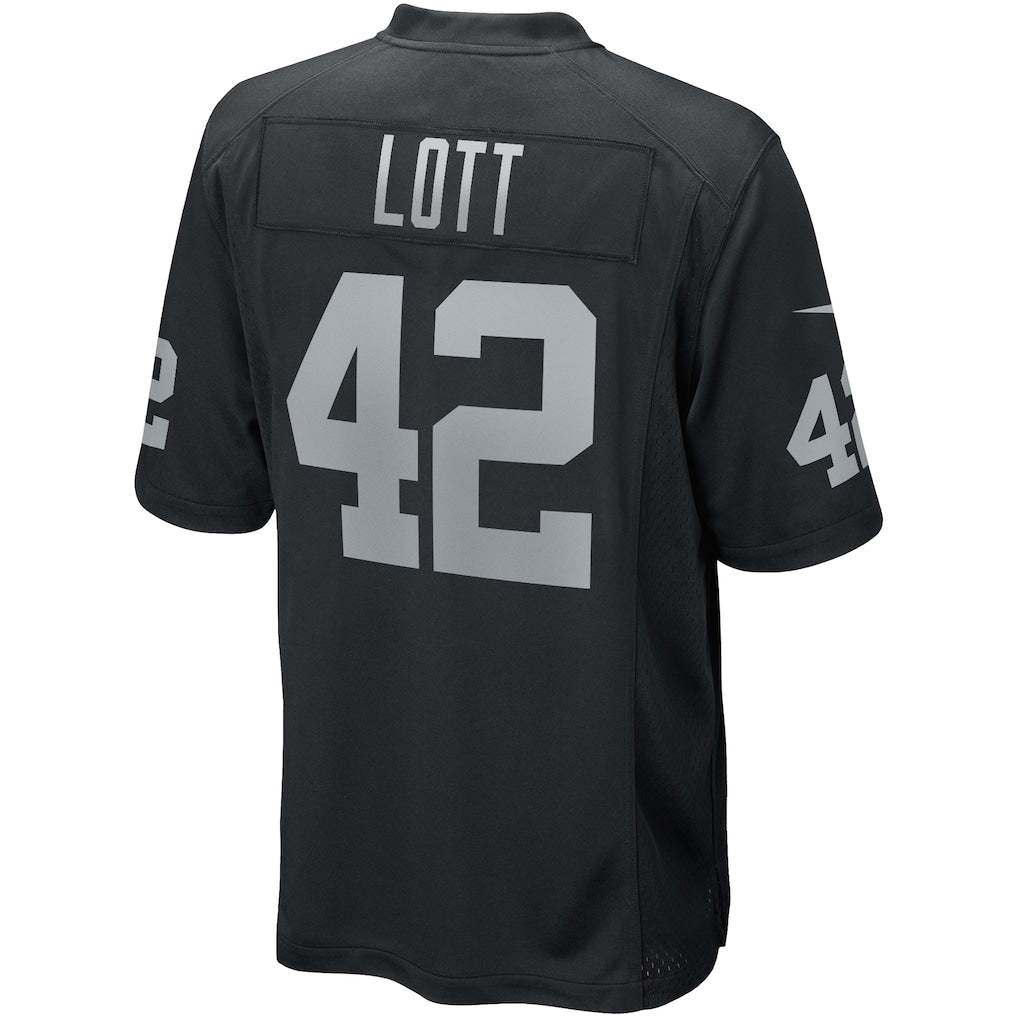 Ndoa LV.Raiders #42 Ronnie Lott Black Game Retired Player Jersey