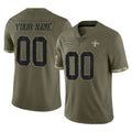 Custom NO.Saints Olive Salute To Service Limited Any Name & Numbers Ndoa Stitched Jerseys