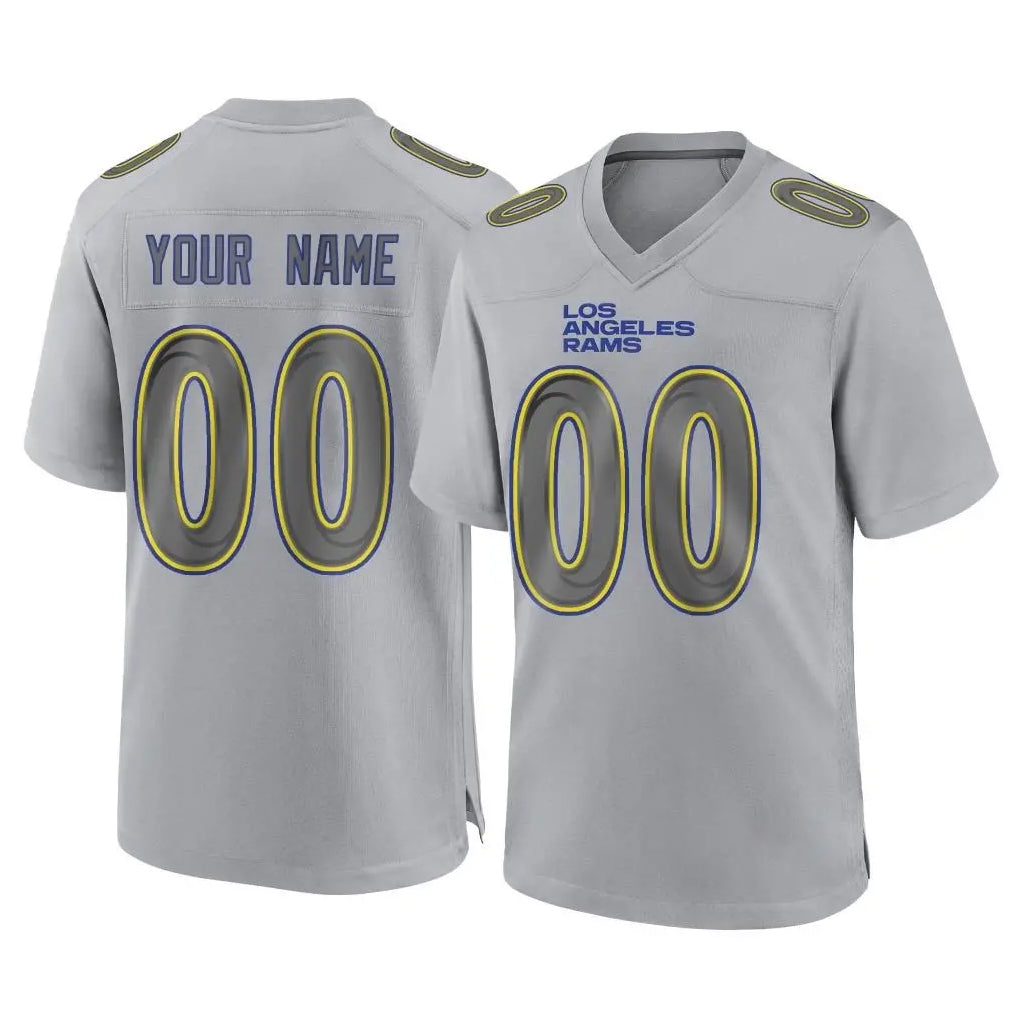 Custom LA.Rams Gray Atmosphere Fashion Home Game Any Name & Numbers Ndoa Stitched Jerseys