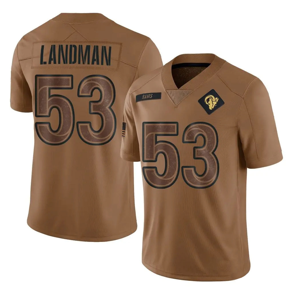 LA.Rams #53 Nate Landman Player Brown Salute To Service Limited Ndoa Stitched Jerseys