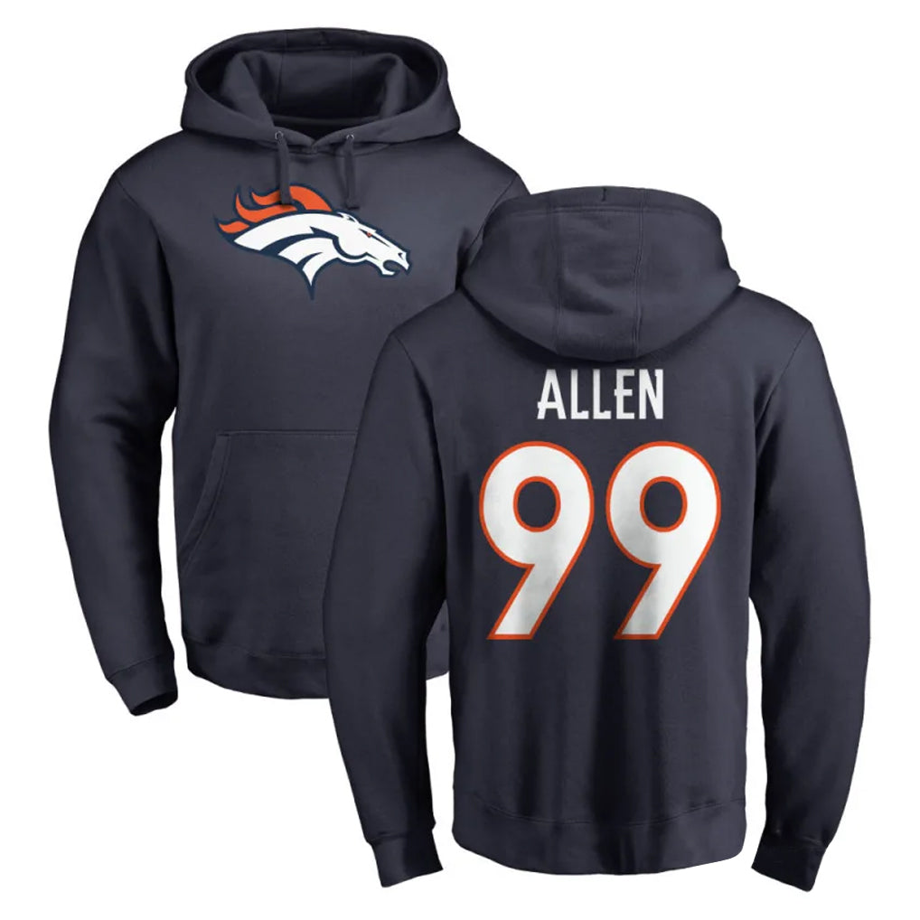 D.Broncos #99 Zach Allen Player Navy Pullover Hoodie Limited Ndoa Stitched Jerseys