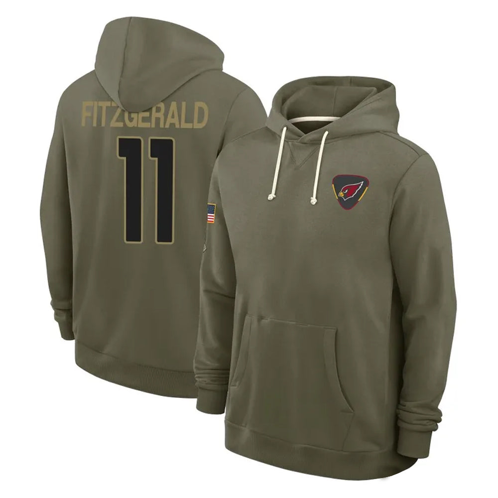 A.Cardinals #11 Larry Fitzgerald Player Olive Salute to Service Hoodies Ndoa Stitched Jerseys