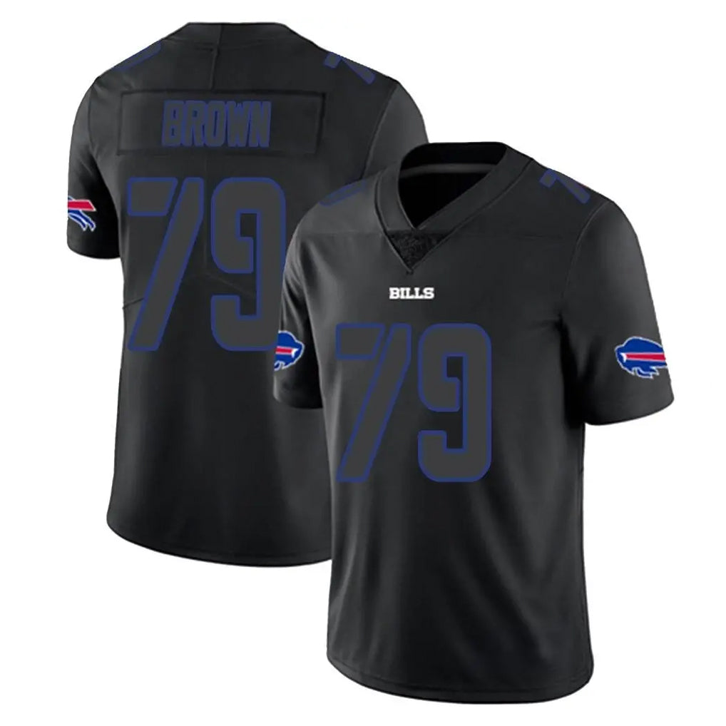 B.Bills #79 Spencer Brown Player Black Impact Limited Home Game Ndoa Stitched Jerseys