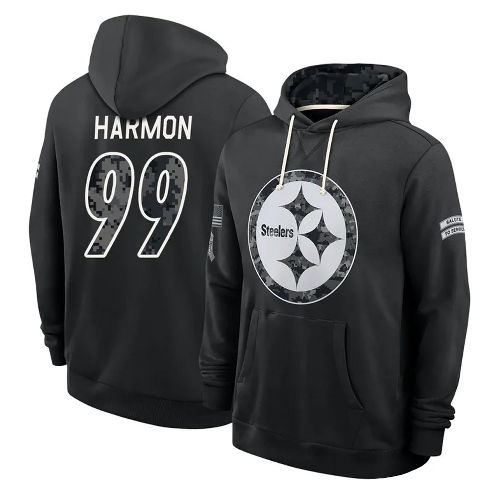 P.Steelers #99 Derrick Harmon Player 2026 Black Logo Pullover Hoodies Limited Game Ndoa Stitched Jerseys