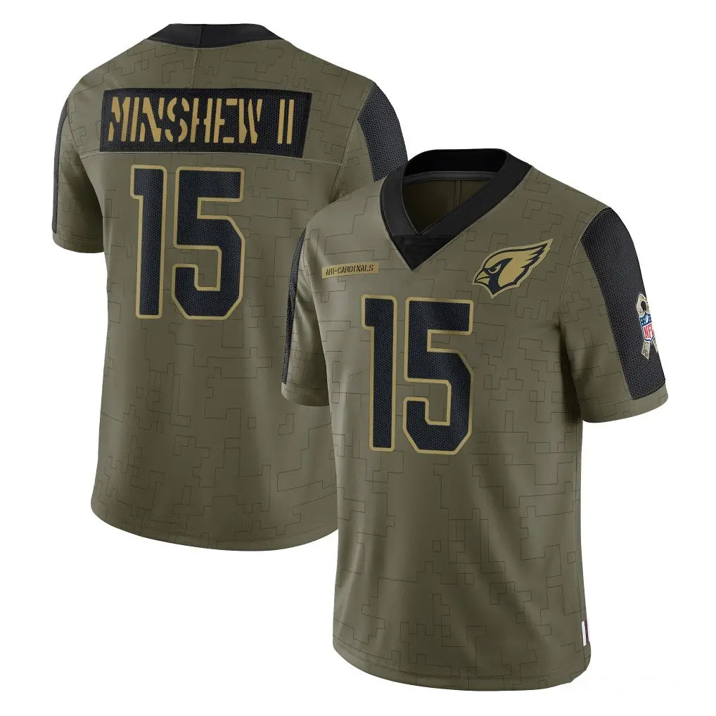 A.Cardinals #15 Gardner Minshew II Player Olive Salute To Service Limited Game Ndoa Stitched Jerseys