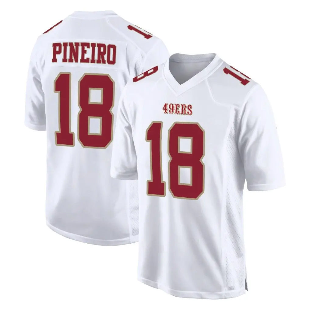 SF.49ers #18 Eddy Pineiro Player White Fashion Home Game Ndoa Stitched Jerseys