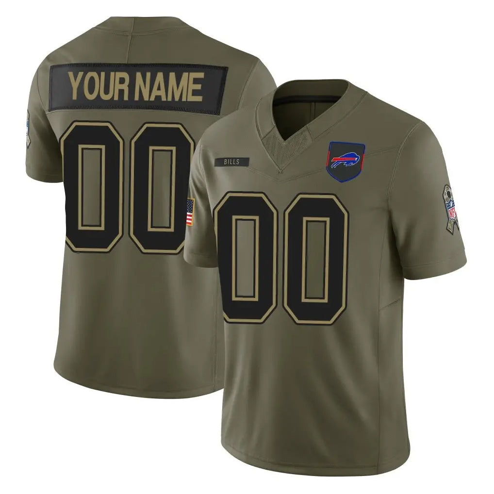 Custom B.Bills Olive Salute to Service Limited Home Game Any Name & Numbers Ndoa Stitched Jerseys