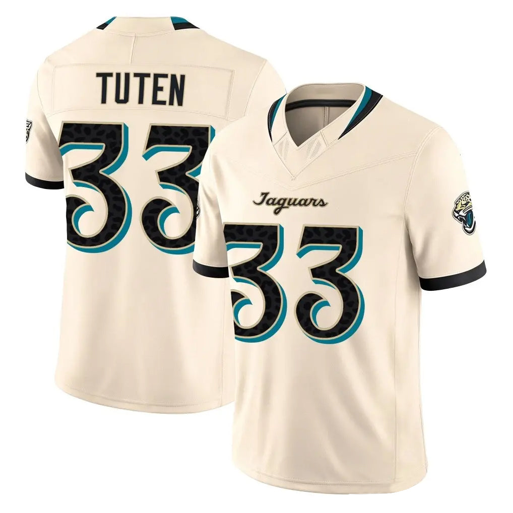 J.Jaguars #33 Bhayshul Tuten Player Natural Limited 2026 Rivalries Collection Game Ndoa Stitched Jerseys