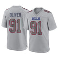 B.Bills #91 Ed Oliver Player Gray Home Game Ndoa Stitched Jerseys