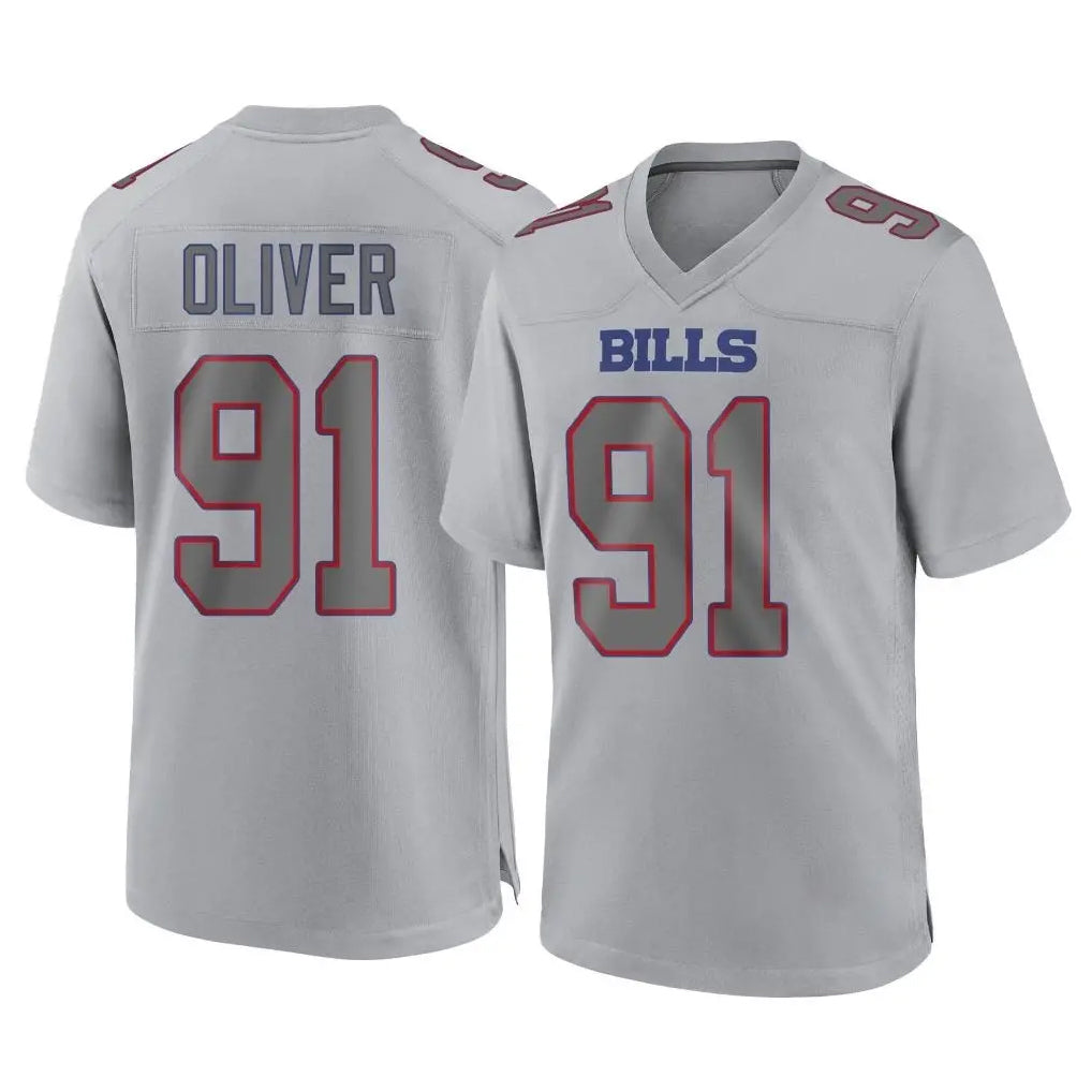 B.Bills #91 Ed Oliver Player Gray Home Game Ndoa Stitched Jerseys