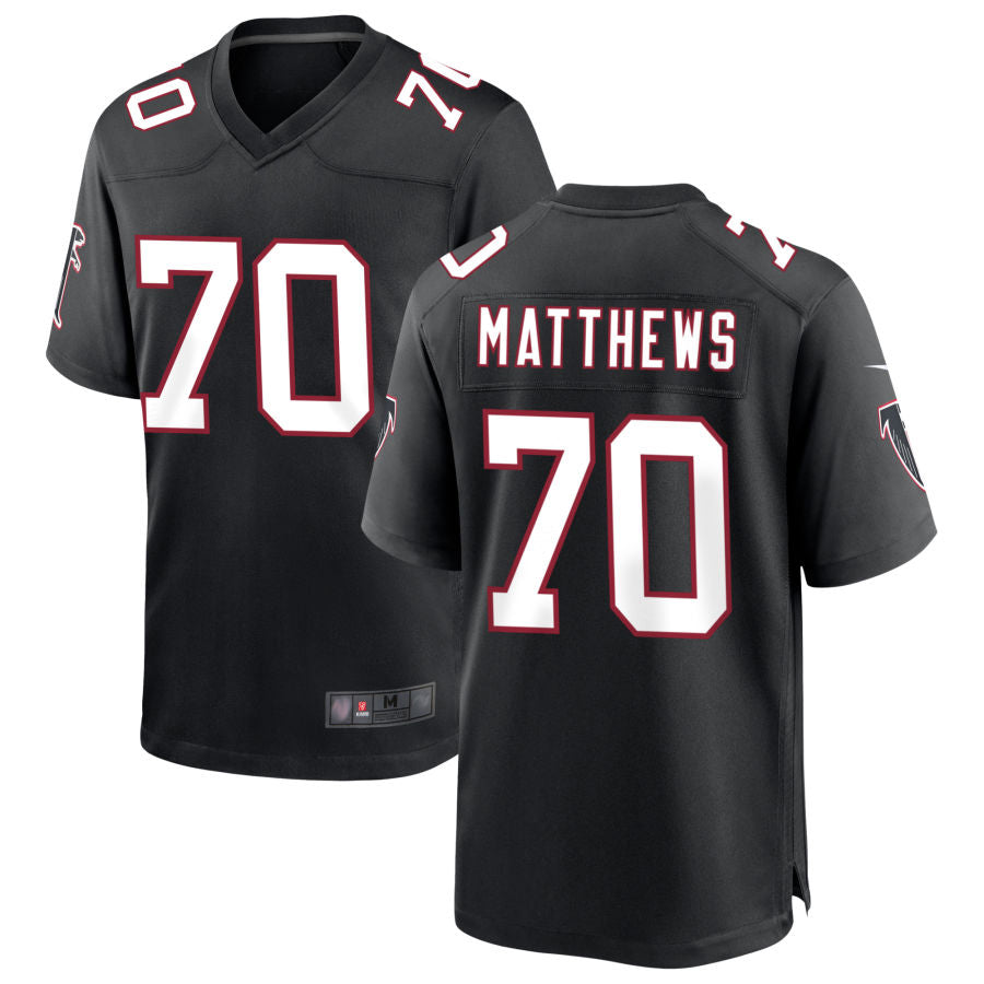 A.Falcons #70 Jake Matthews Player Black Throwback Game Ndoa Stitched Jerseys