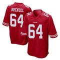 SF.49ers #64 Jake Brendel Player Red Home Game Ndoa Stitched Jerseys
