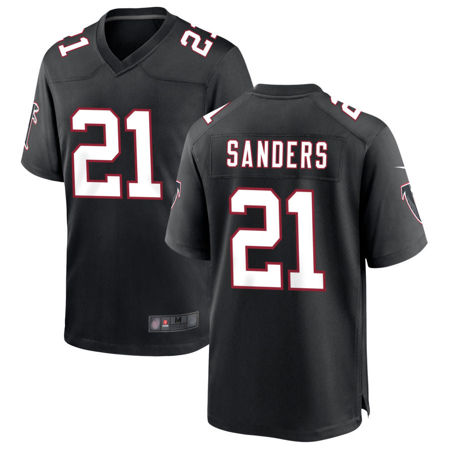 A.Falcons #21 Deion Sanders Player Black Throwback Limited Ndoa Stitched Jerseys
