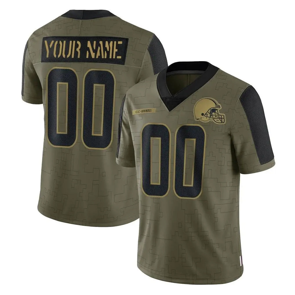 Custom C.Browns Olive Salute to Service Limited Home Game Any Name & Numbers Ndoa Stitched Jerseys