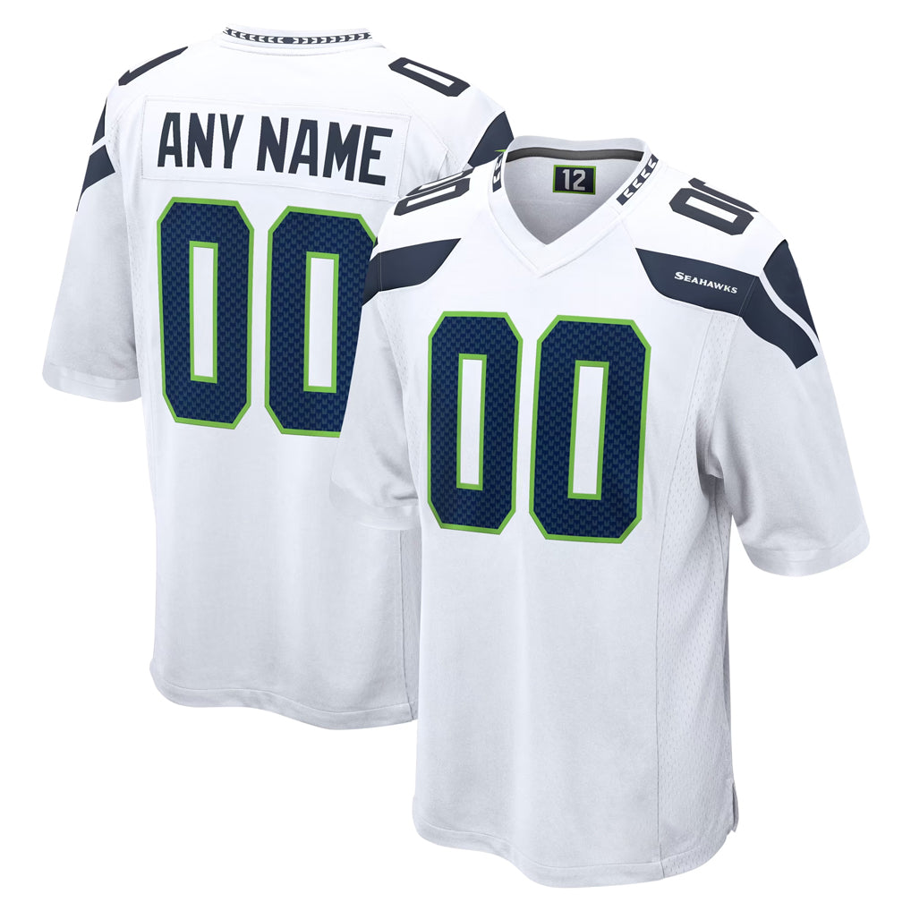 Custom S.Seahawks White Home Game Any Name & Numbers Ndoa Stitched Jerseys
