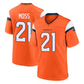 D.Broncos #21 Riley Moss Player Orange Home Game Ndoa Stitched Jerseys