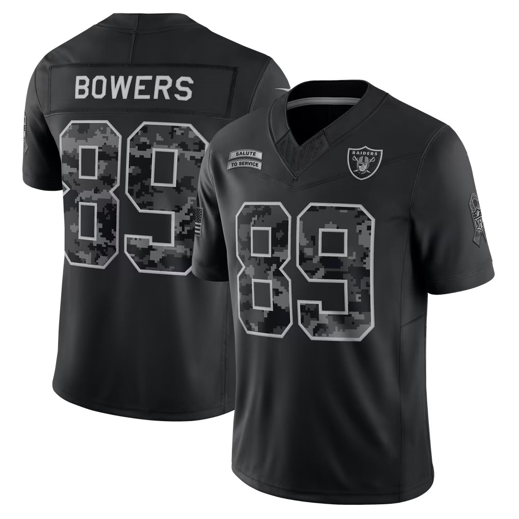 LV.Raiders #89 Brock Bowers Player Black Limited 2026 Salute to Service Home Game Ndoa Stitched Jerseys