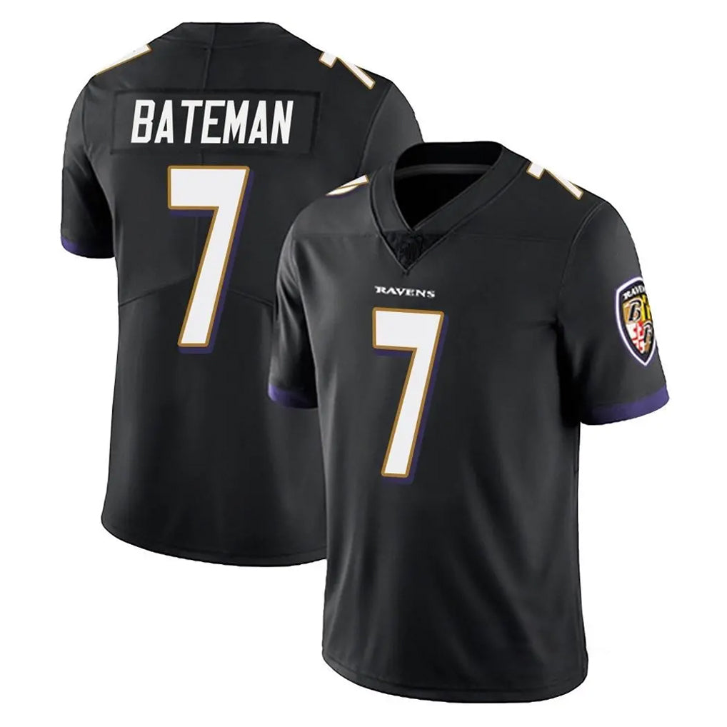 B.Ravens #7 Rashod Bateman Player Black Vapor Untouchable Limited Home Game Ndoa Stitched Jerseys