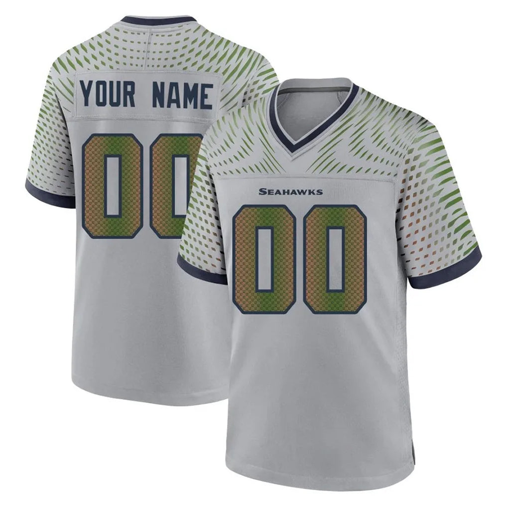 Custom S.Seahawks Grey 2025 Rivalries Collection Home Game Any Name & Numbers Ndoa Stitched Jerseys