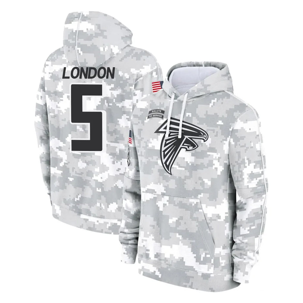 A.Falcons #5 Drake London Player Camo Arctic Salute to Service Hoodies Limited Ndoa Stitched Jerseys