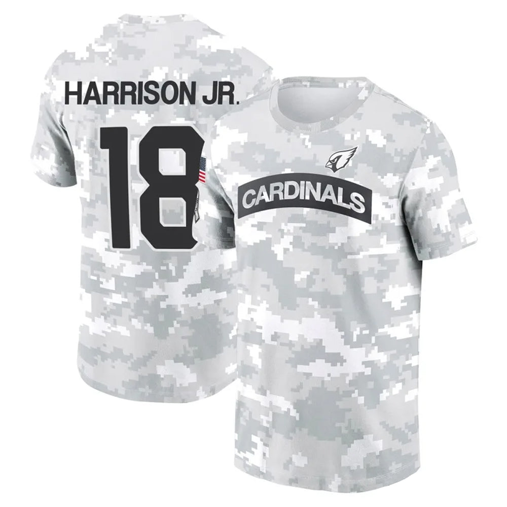 A.Cardinals #18 Marvin Harrison Jr. Player Salute to Service Hoodies & T-Shirts Ndoa Stitched Jerseys