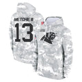 C.Panthers #13 John Metchie III Player Arctic Camo Salute to Service Pullover Hoodies Limited Game Ndoa Stitched Jerseys