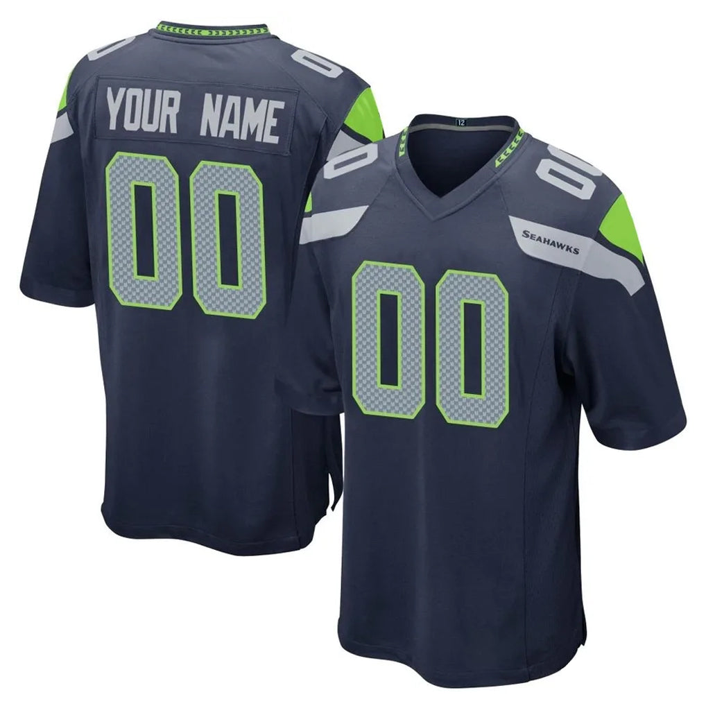 Custom S.Seahawks Navy Home Game Any Name & Numbers Ndoa Stitched Jerseys