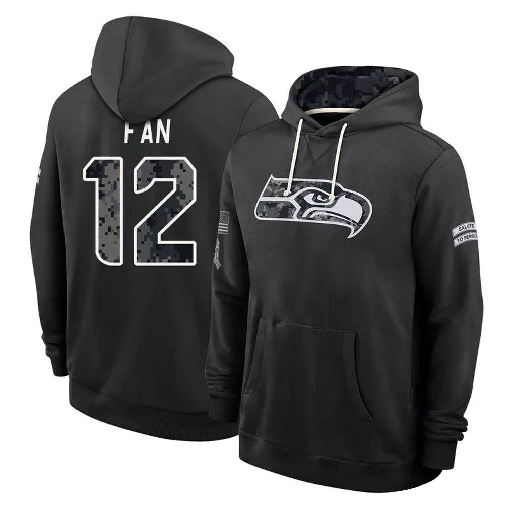 S.Seahawks #12 12th Fan Player 2026 Black Logo Pullover Hoodies Limited Game Ndoa Stitched Jerseys