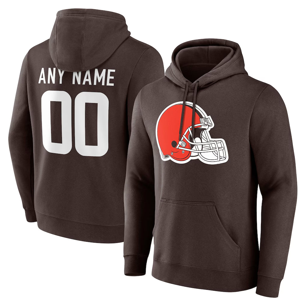 Custom C.Browns Brown Primetime Logo Hoodie Any Name & Numbers Ndoa Stitched Jerseys