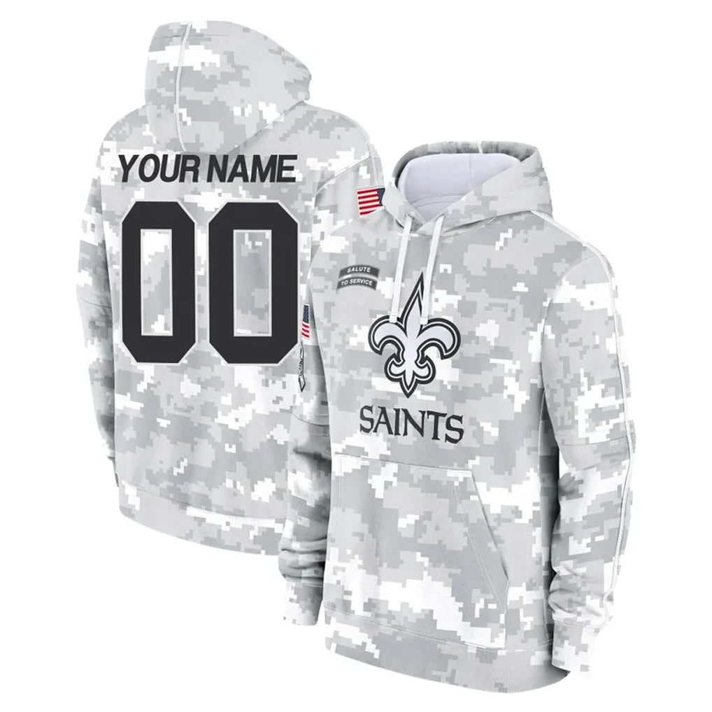 Custom NO.Saints Arctic Camo Salute to Service Pullover Hoodies Limited Game Any Name & Numbers Ndoa Stitched Jerseys