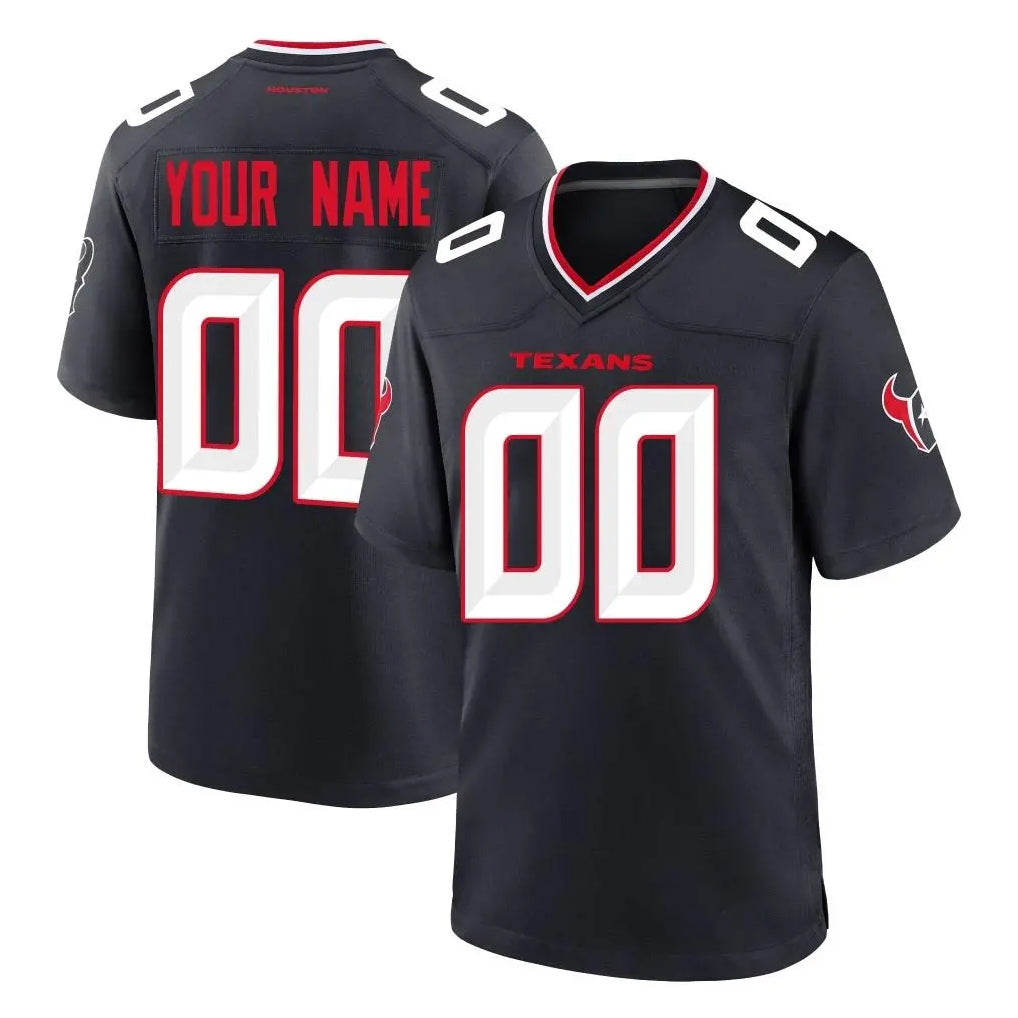 Custom H.Texans Navy Team Home Game Any Name & Numbers Ndoa Stitched Jerseys