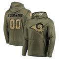 Custom LA.Rams Olive Salute to Service Pullover Hoodies Home Game Any Name & Numbers Ndoa Stitched Jerseys