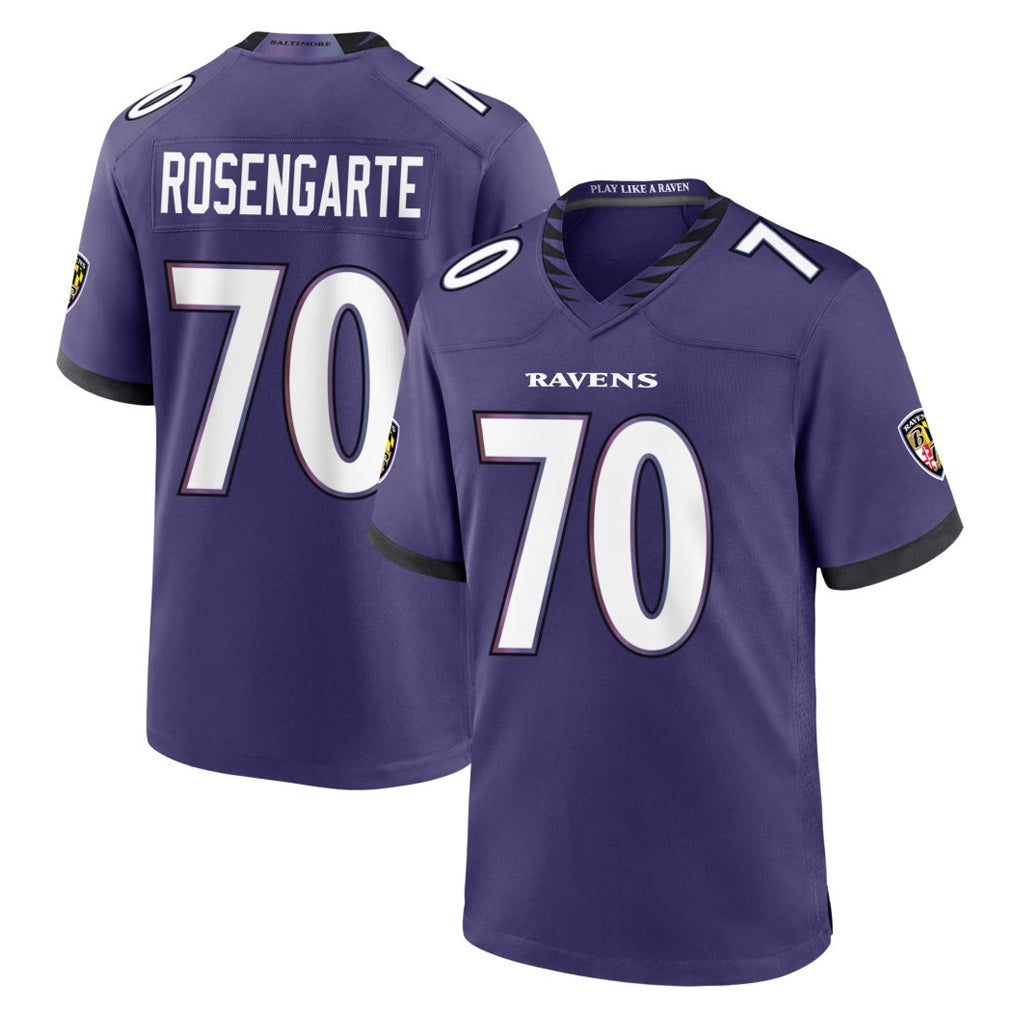 B.Ravens #70 Roger Rosengarten Player Purple Limited Home Game Ndoa Stitched Jerseys